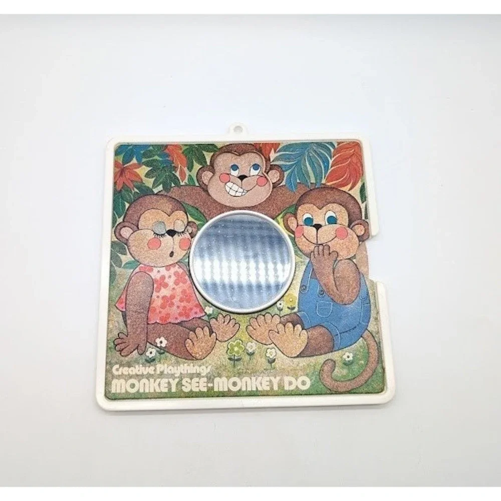 Vtg Creative Playthings Monkey See Monkey Do Mirror Toy Therapy Emotions Express